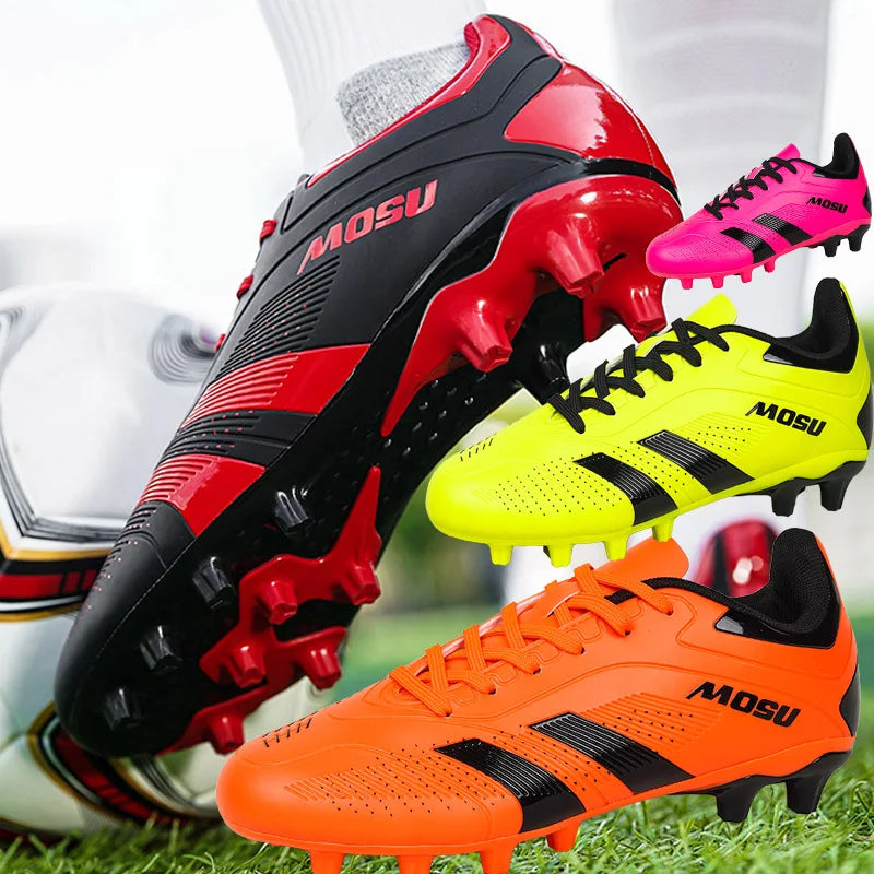 Nuove scarpe da calcio da uomo e donna, scarpe sportive per interni ed esterni con tacchetti lunghi e spezzati per allenamento su tappeto da calcio