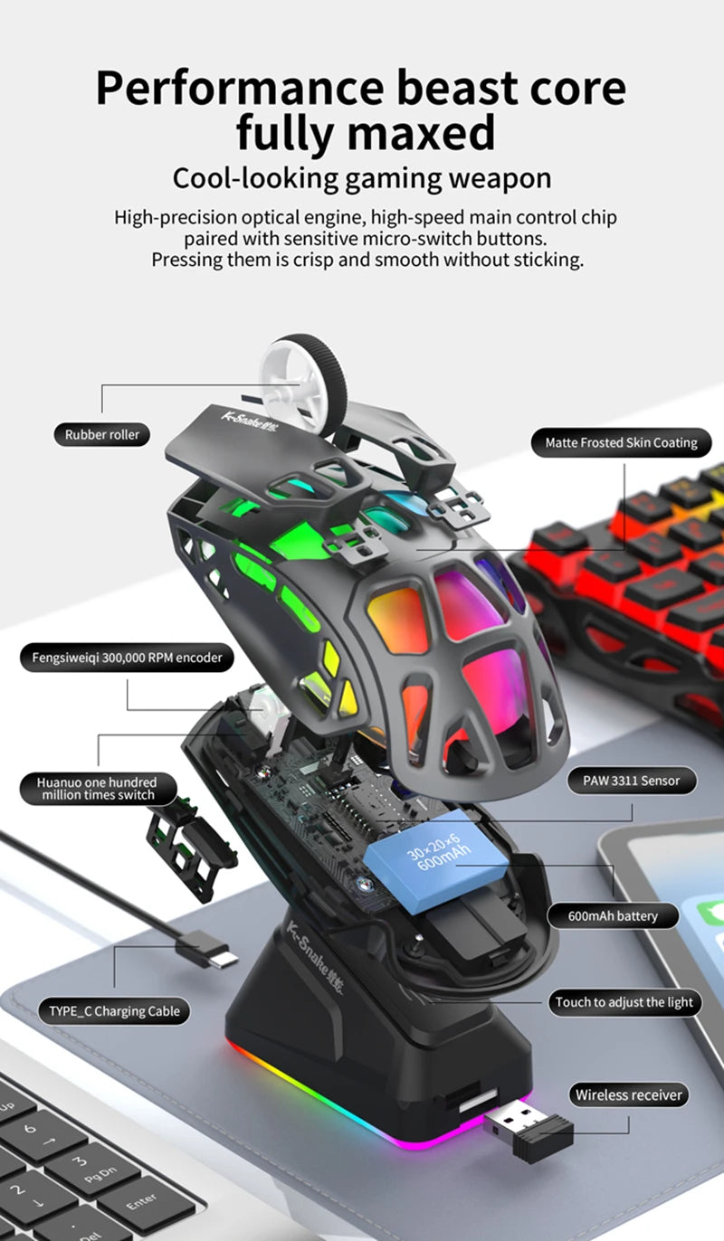 Lenovo X9Pro Tri-Mode Wireless Mouse 2.4G Bluetooth Wired Lightweight Magnetic Charging Dock Desktop Laptop Gaming&Office