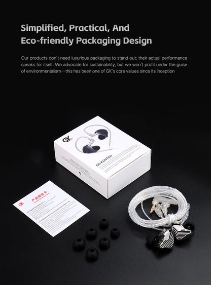 GK KUNTEN Earphones New Generation Dynamic Driver Unite Headests Hifi Music Earbuds DJ Headphones