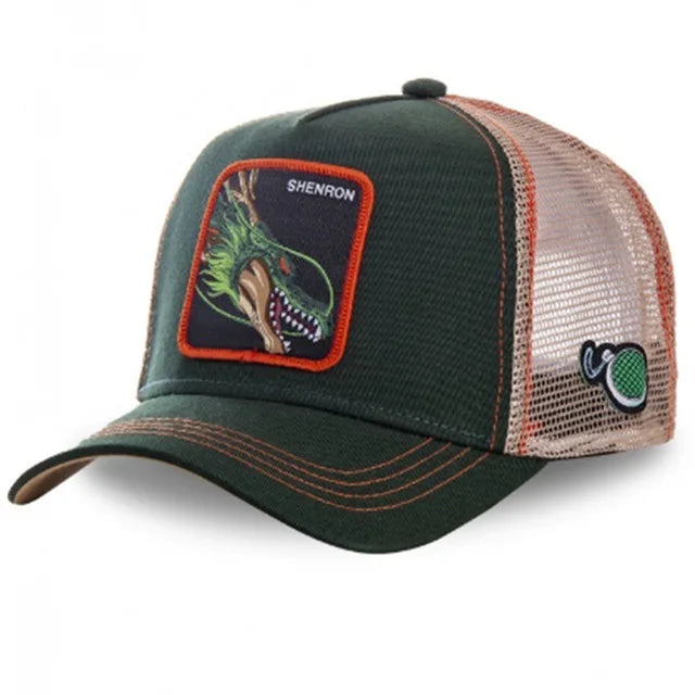 New Dragon Ball Son Goku Cap Summer Travel Peaked Cap Men's Embroidery Hip-Hop Cap Style Sun Visor Adjustable Trucker Mesh Cap