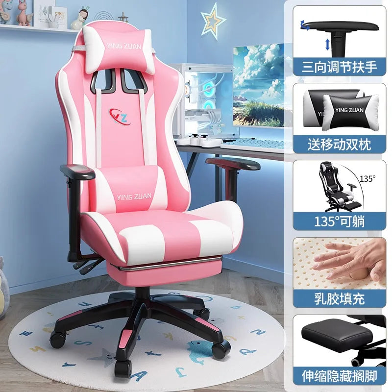 Gamingstol Datorstol Bekväm fällbar stol för gaming och LIVE Studenthem Hemmasittande ergonomi