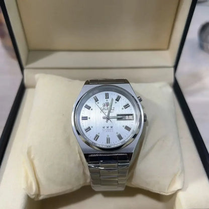 Unisex  Orient Mechanical Watch Steel Strap Folding Clasp Full Function World Time Watch Series 35MM