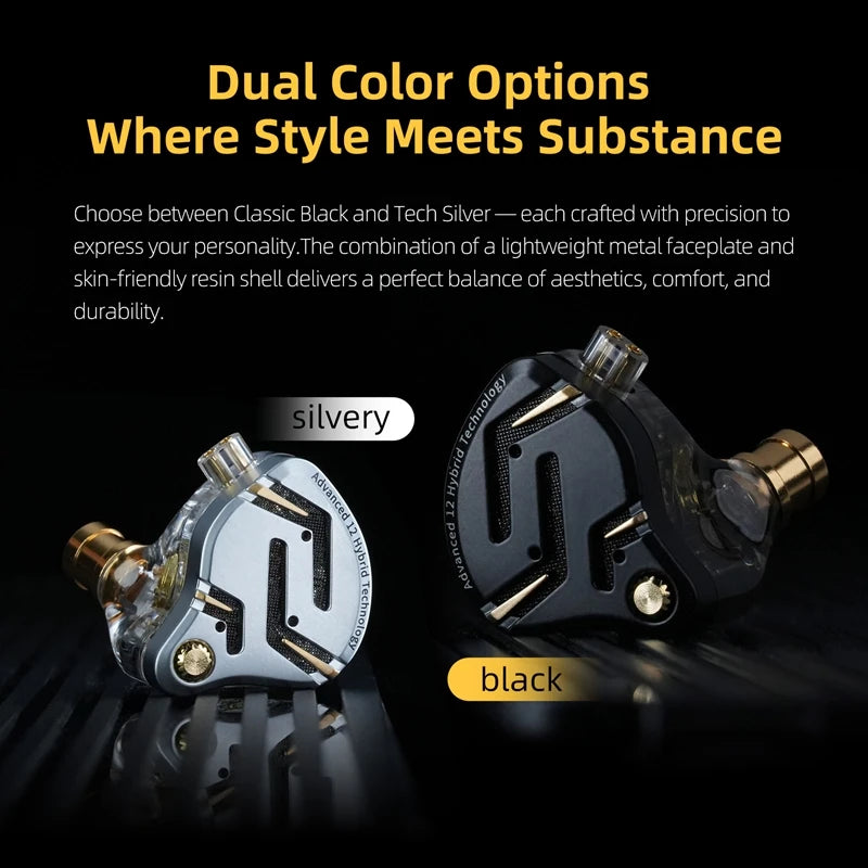 KZ ZS12 PRO 2 Flagship-Grade Super-Linear Hybrid IEM Earphones HiFi Bass In Ear Headphones Esports Gaming Headest Wired Earbuds