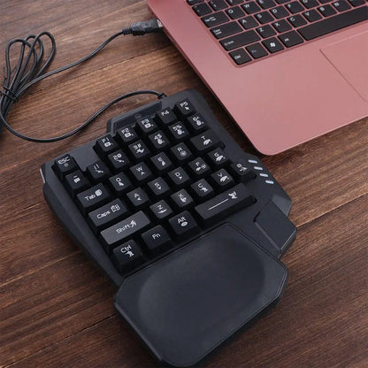 USB Single Hand Keyboard Ultra-slim Mini One Handedly Keyboard Luminous Wired Gaming Mechanical Keyboard Smartphone