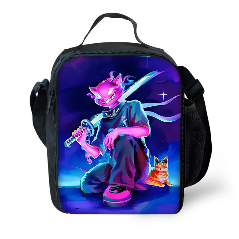 Kinder-Rucksack-Set im angesagten Gaming-Design mit Lunchbag und Federmäppchen, große Kapazität, Schultaschen für Jungen und Mädchen, ideales Geschenk F-FortniteS