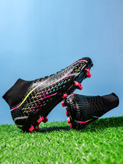 Chaussures de football AG FG pour adultes, dédiées aux compétitions, tissu PU haute densité, crampons longs en TPU antidérapants, robustes, pour entraînement sur gazon naturel