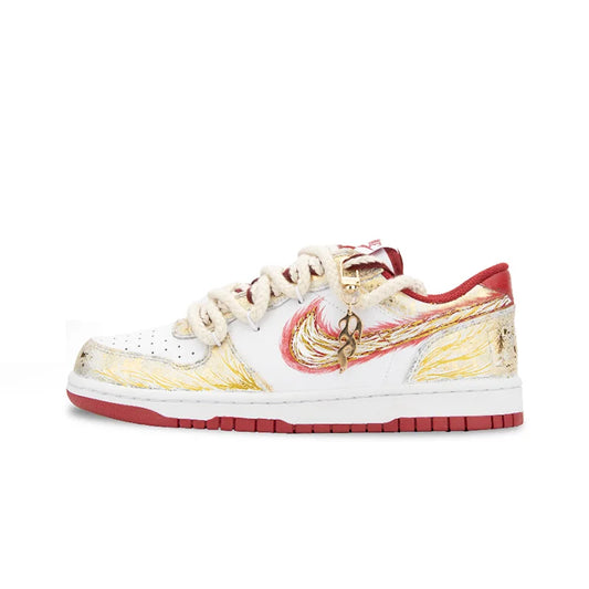 Custom Sneakers  Nike Big Moon Over River & Blazing Apollo Gold Foil Craft Shock-Absorbent & Wear-Resistant Low-Top For Men