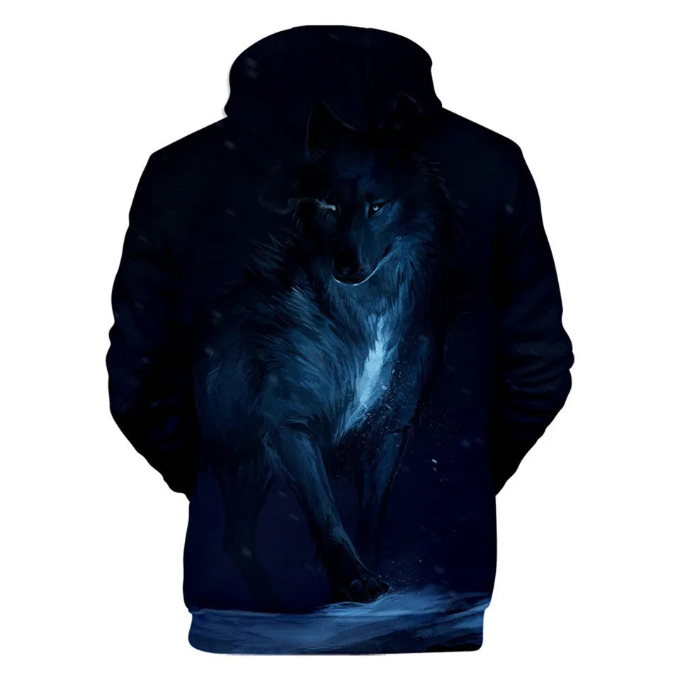 Cool Space Galaxy Wolf Hoodie Hoodies Men Bright Wolf Fashion Handsome Wolf Hoodies Spring Autumn Pullovers Sweatshirts Sweat