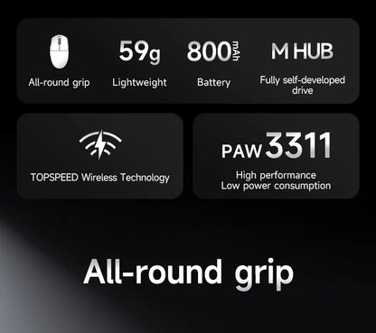 MCHOSE G3 V2 Pro Wireless E-sports Mouse Lightweight Three Mode Bluetooth PAW3395 High Performance 800mAh Game Office 59g Mouse