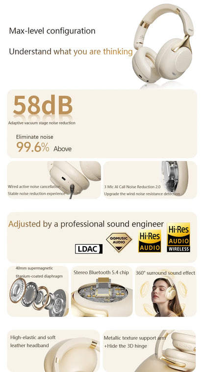 Acer ANC Wireless Bluetooth Headphones 360° Surround Sound Headsets Gamer Sports Earphones Noise Reduction with HD Mic OHR524