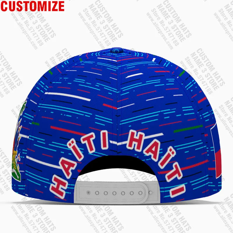 Cappellino personalizzato gratuito con nome dell’università, numero e logo della squadra di Haiti (Hti) – Viaggi nel Paese – Nazione francese – Bandiera della Repubblica di Haiti – Cappellino da baseball