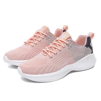 Fashion Women's Lightweight Sneakers Running Outdoor Sports Breathable Mesh Comfortable Air Cushion Lace-Up Shoes