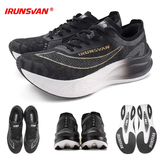 IRUNSVAN Zapatillas profesionales de maratón para hombre con placa de carbono de nailon, zapatillas deportivas de carretera ligeras para mujer, trainers deportivos