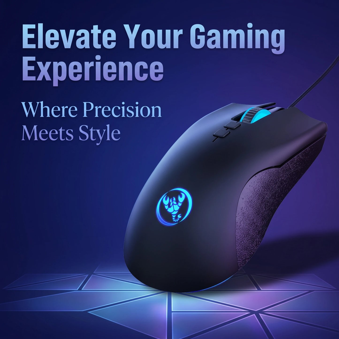 High-End Ergonomic Gaming Mouse with Anti-Slip Side Design Durable Braided Cable Breathing LED Lights USB Plug for PC