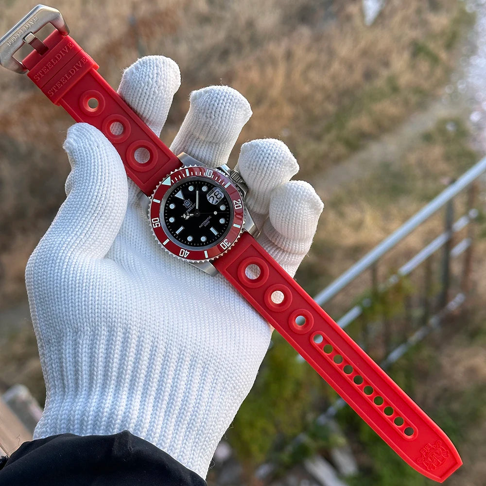 Steeldive Brand Watch SD1953C Red Bezel Diver Watch Men 300M Waterproof Sapphire Glass BGW9 Luminous NH35 Automatic Dive Watch