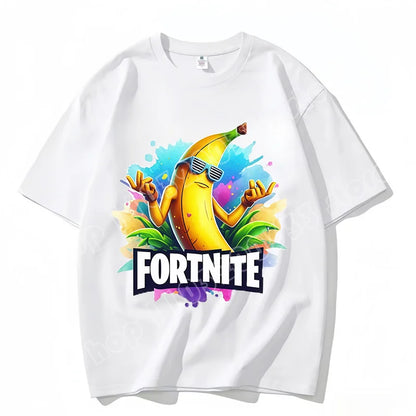 Fortnite Rundhals-T-Shirt für Erwachsene, unisex, Gaming-Dance-Mode, neu, aus reiner Baumwolle, kurzärmeliges Oberteil, perfekt für Freizeit und Urlaub