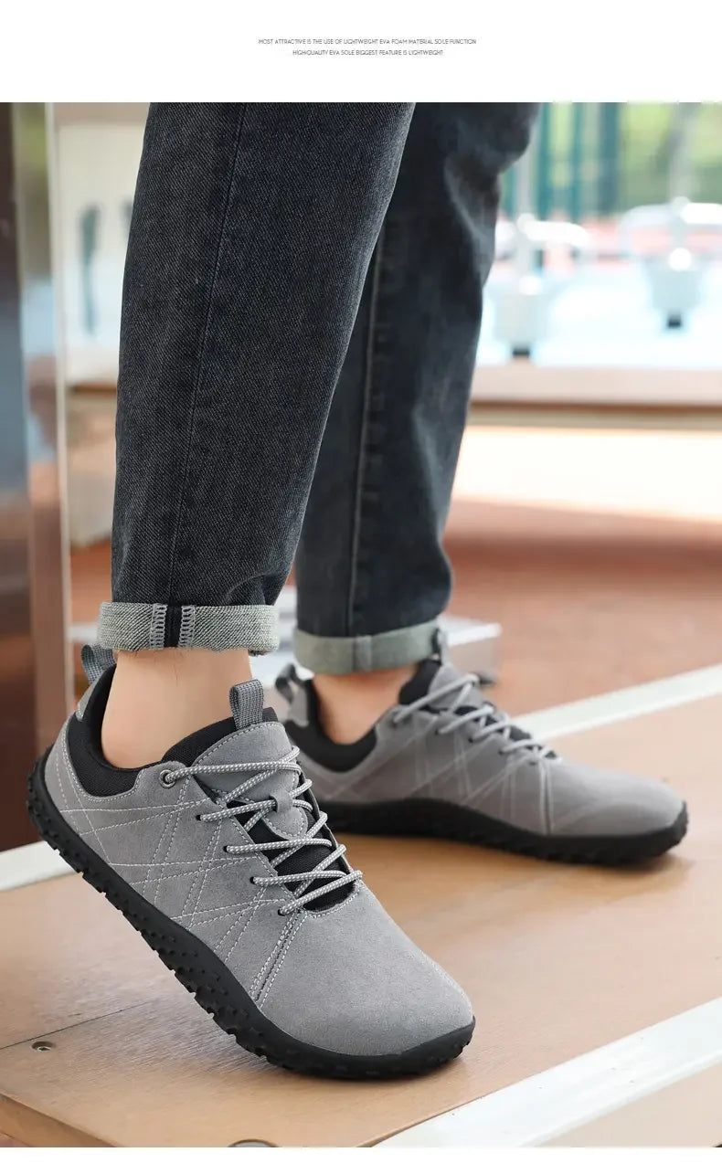 Zapatos de cuero de ante y tejido PU con puntera ancha, antideslizantes, para senderismo, trabajo, deporte masculino y caminatas al aire libre para mujer