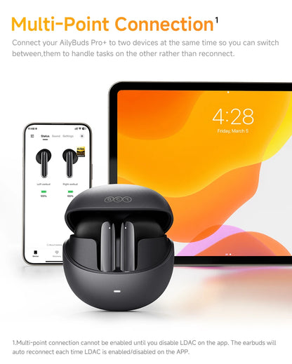 QCY HT10 AilyBuds Pro+ ANC Wireless Earphone Hi-Res Audio with LDAC Bluetooth 5.3 Earbuds 6 Mic AI HD Call Multipoint Connection