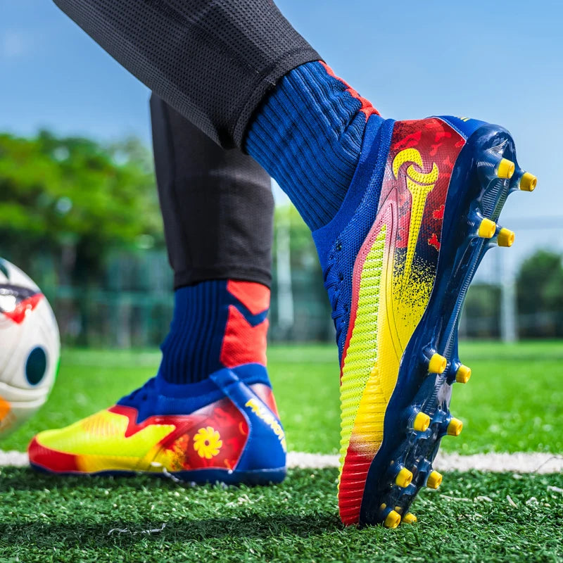 Nouveaux hommes bottes de Football adulte antidérapant Sport de plein air entraînement crampons chaussures de Football garçons longues pointes respirant Match confortable