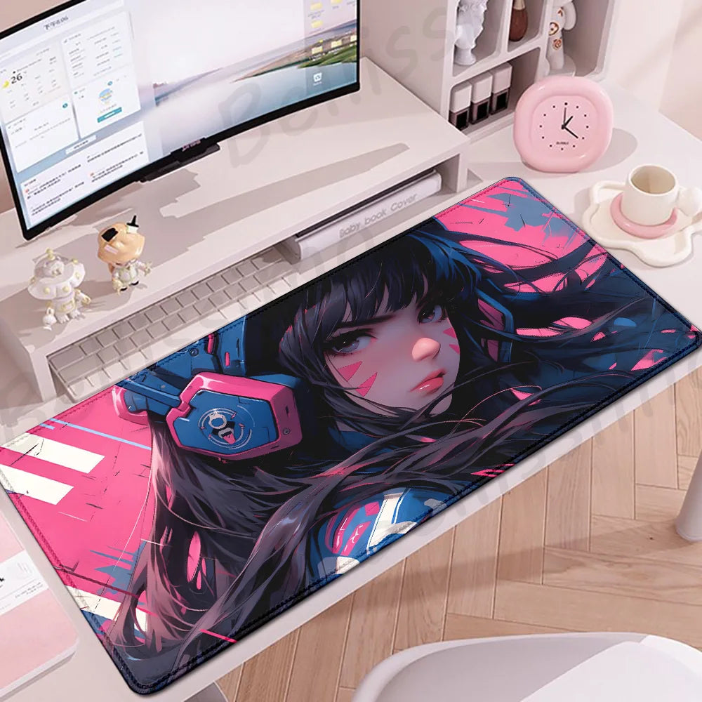 Accessori gaming O-Overwatch D-D.va Tappetino mouse grande Tappetino per tastiera e mouse PC Scrivania XXL Tappetini estesi Gamer Mausepad