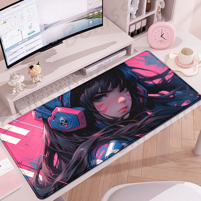 Accessori gaming O-Overwatch D-D.va Tappetino mouse grande Tappetino per tastiera e mouse PC Scrivania XXL Tappetini estesi Gamer Mausepad