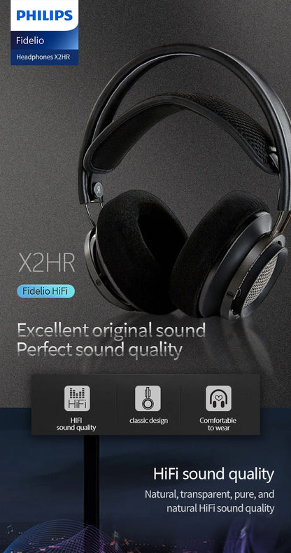 Original Philips X2HR Fidelio HiFi Stereo Head-mounted Headphones Comfort Music Wired Headset Computer Monitor Gaming Earphones