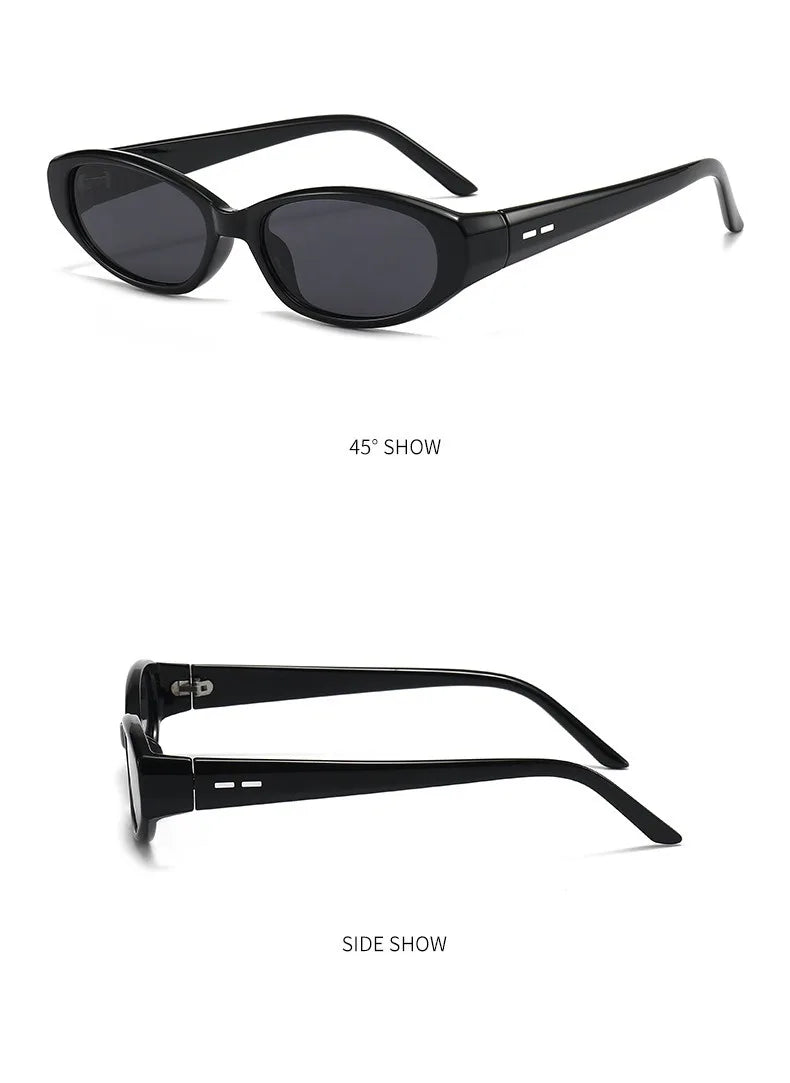 Retro-ovala solglasögon för kvinnor och män, eleganta Cat Eye-glasögon i Y2K-stil, UV400-solglasögon, solglasögon för utomhussport, vandring och cykling