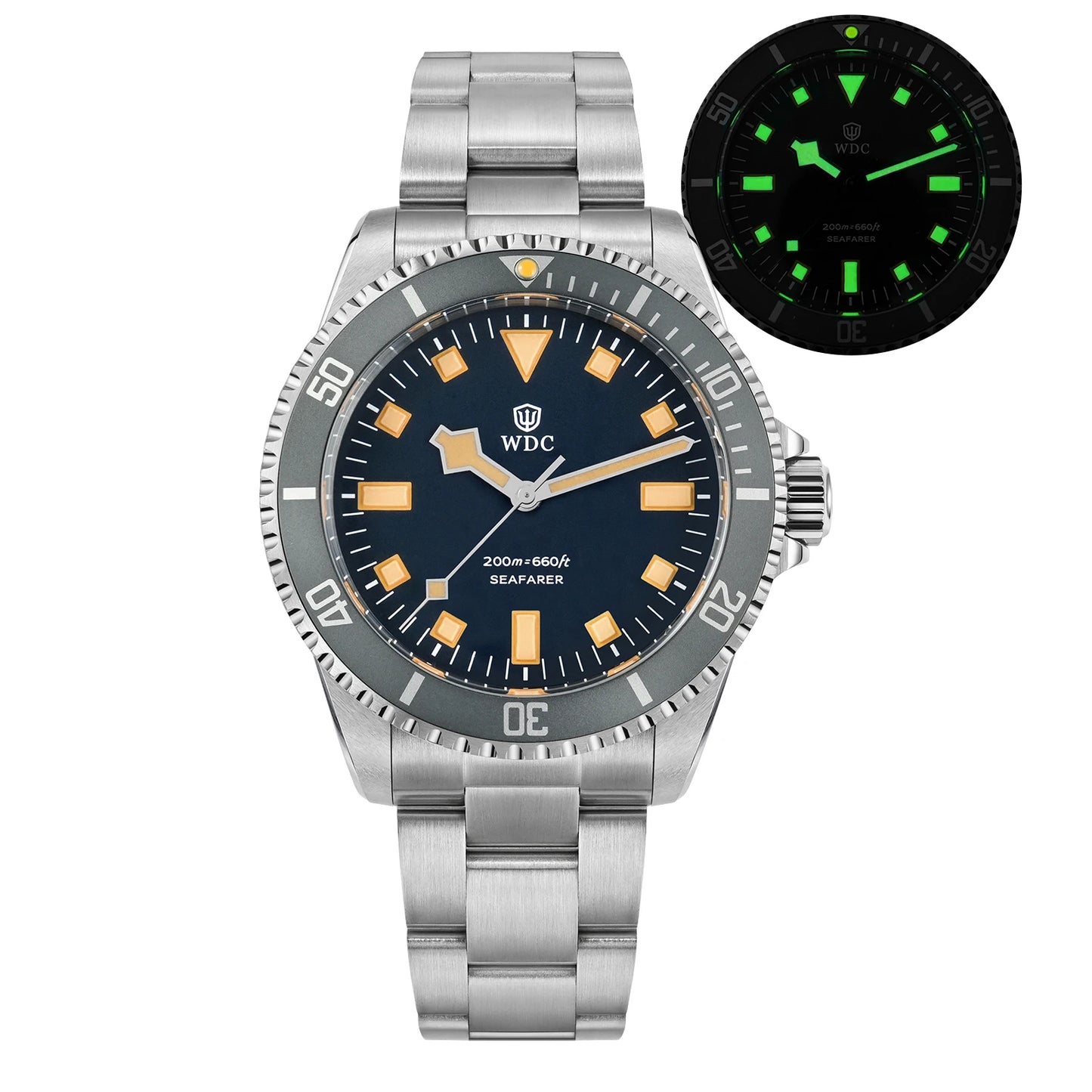 Watchdives WD5513Q 40mm Quartz Diver Watch VH31 Sweep Second Sapphire 200m Waterproof Steel Bracelet BGW9 Lume Mens Watch