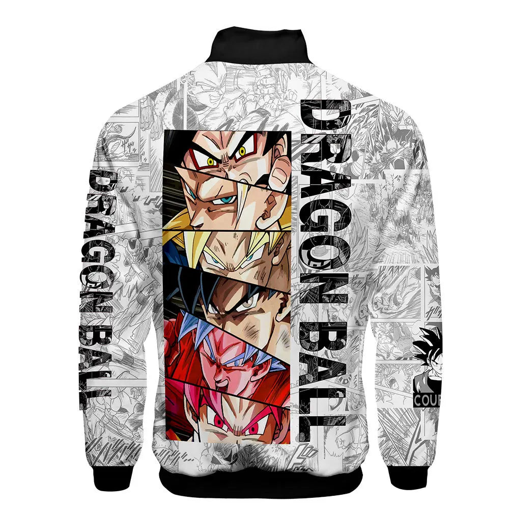 New Fashion Dragon Ball Print Stand Collar Zipper Hoodie Men Women Zipper Hoodies Jackets Long Sleeve Sport Hip Hop Sweatshirts