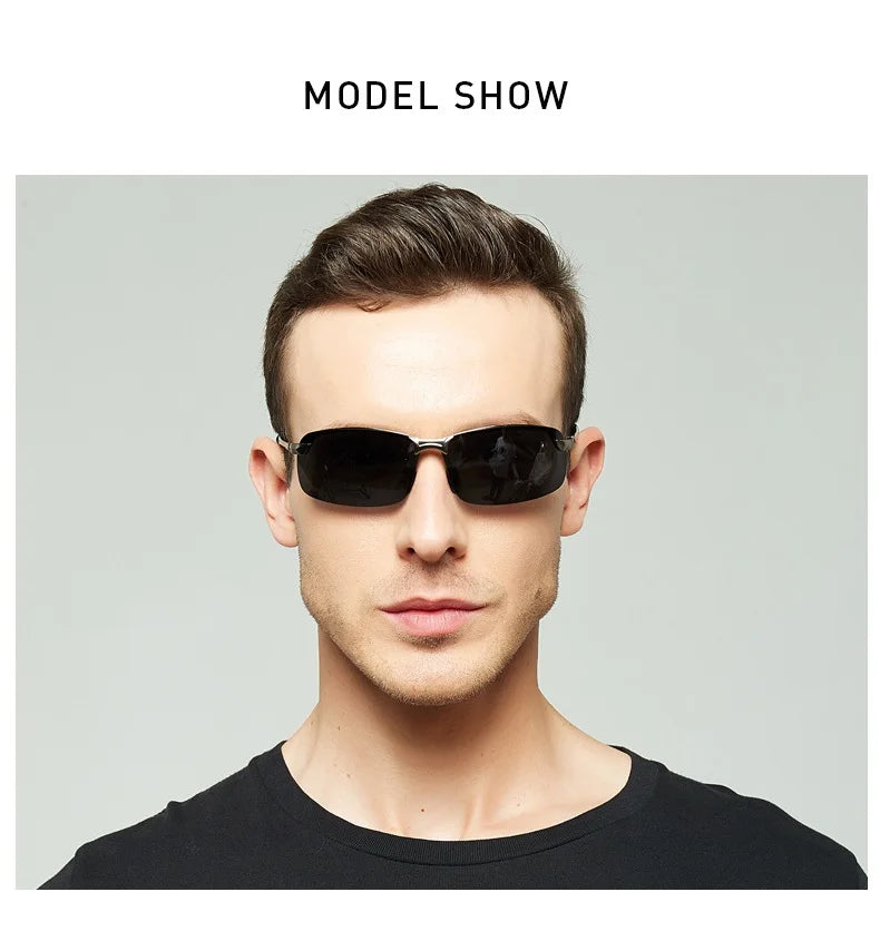 Classic Metal Men Polarized Sunglasses Fashion Driving Fishing Half Frame Retro Sun Glasses Luxury Brand Designer Eyewear UV400
