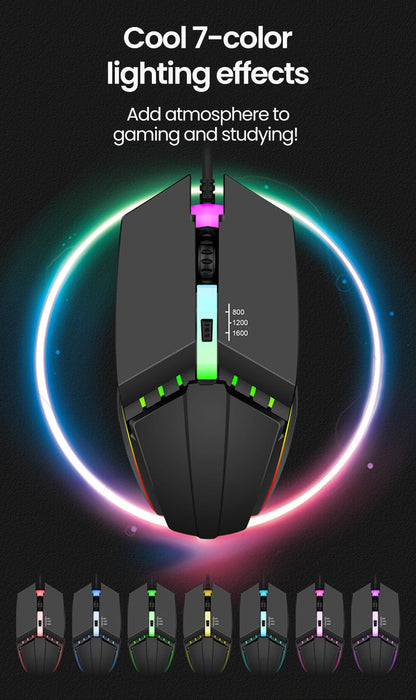 RGB Wired BackLight Mute USB Mice USB Wired Gaming Mouse for Desktop PC Notebook Computer Home Office LED Luminous 1600DPI