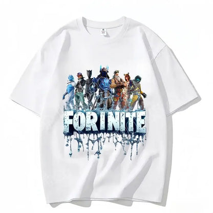 Fortnite Rundhals-T-Shirt für Erwachsene, unisex, Gaming-Dance-Mode, neu, aus reiner Baumwolle, kurzärmeliges Oberteil, perfekt für Freizeit und Urlaub