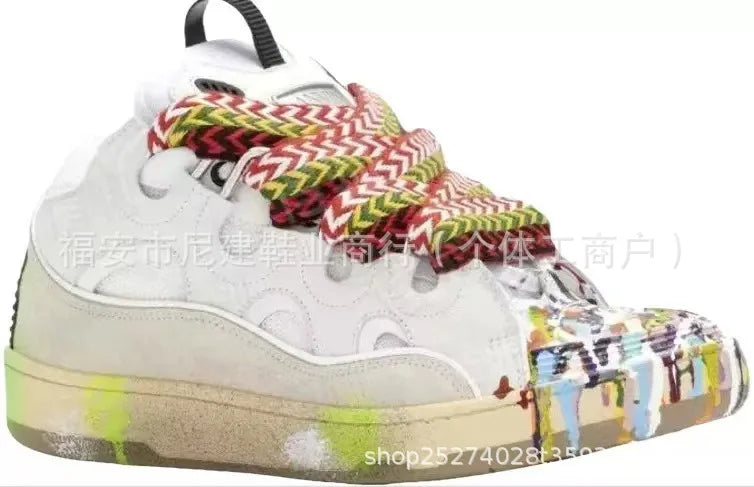 Comfortable High Heel Skate Shoes Thick-Soled Casual Sporty Dad Bag Shoes Vietnamese Cambodian New Style Knot-Tied Slip-On