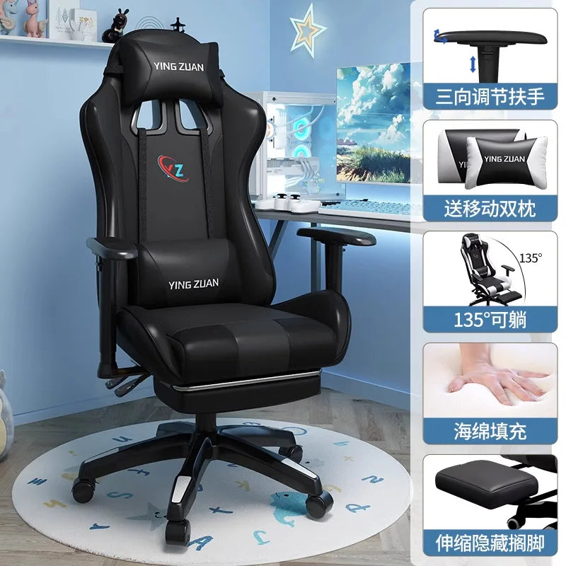 Gamingstol Datorstol Bekväm fällbar stol för gaming och LIVE Studenthem Hemmasittande ergonomi
