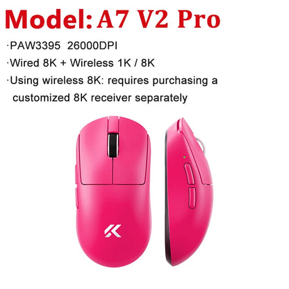 MCHOSE A7 V2 Ultra / Pro lehká bezdrátová herní myš Dual 8000Hz PAW3950 TI 42000DPI pro PC e-sport hráče