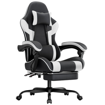 Black-Grey Ergonomic Gaming Chair, Lumbar Support, Breathable PU Leather, Adjustable Height & Backrest, 200kg for Office & PC