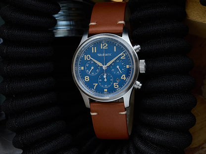 Milifortic 39MM Men's Solar Chronograph M069 Sapphire Crystal VS75 Stainless Steel Case Military Style Quartz Wristwatches