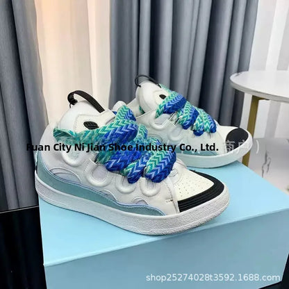 Comfortable High Heel Skate Shoes Thick-Soled Casual Sporty Dad Bag Shoes Vietnamese Cambodian New Style Knot-Tied Slip-On
