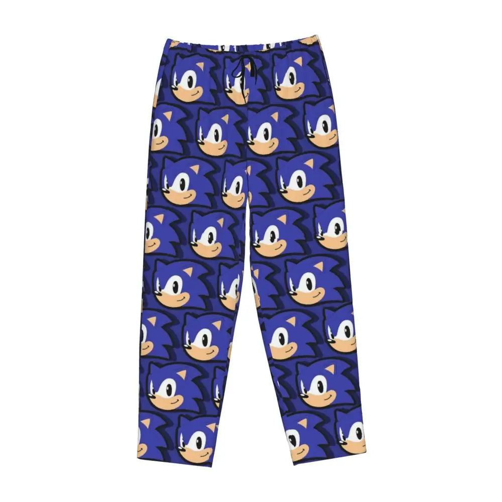 Custom Women Soniced Pajama Pants Printed Hedgehog Game Sleep Sleepwear Bottoms with Pockets