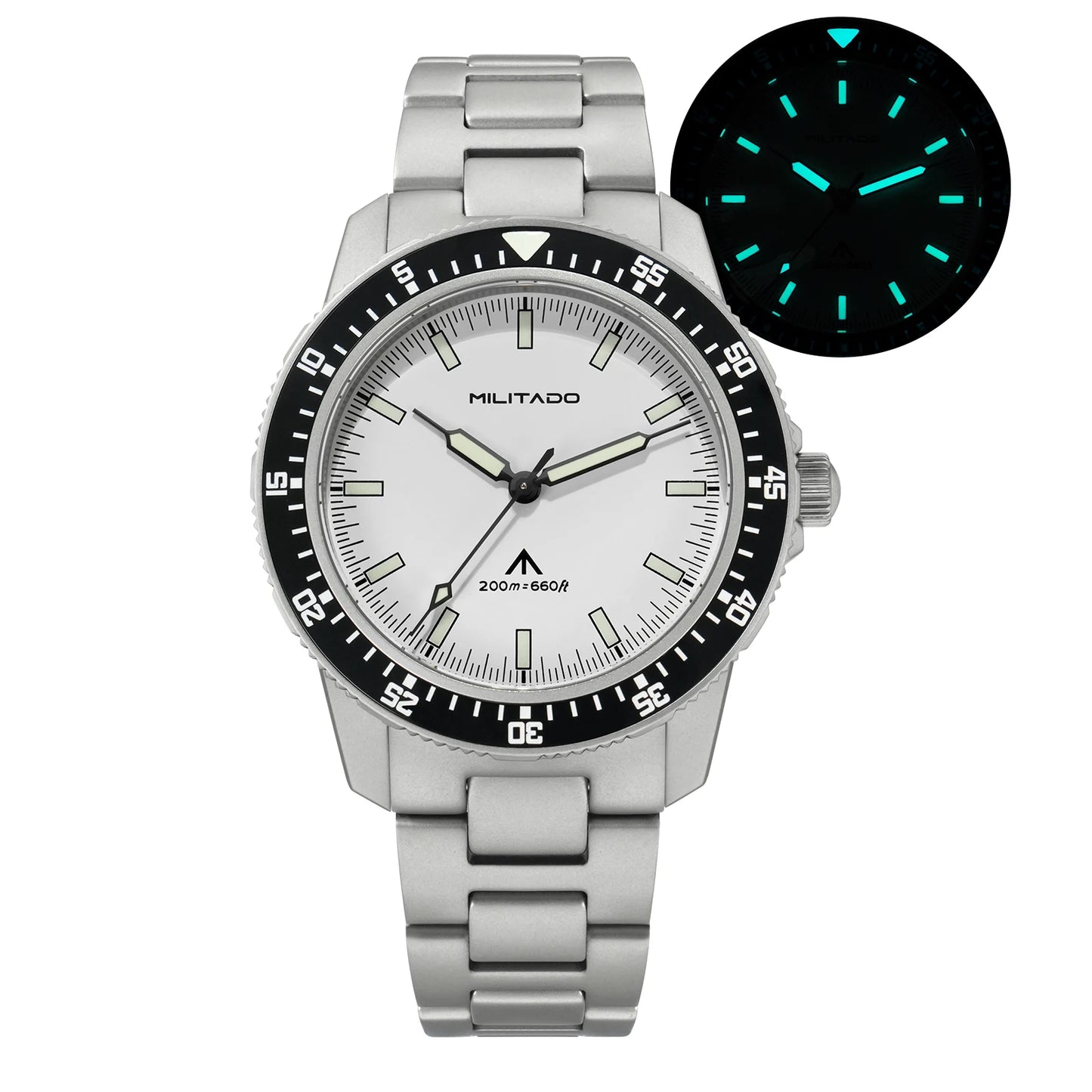 MILITADO  ML25 Quartz Dive Watch VH31 Sweep Second Sapphire Crystal 200M Waterproof BGW9 Lume Ceramic Bezel Men Watch