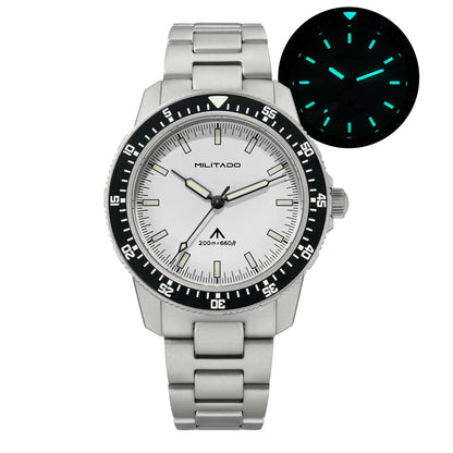 MILITADO  ML25 Quartz Dive Watch VH31 Sweep Second Sapphire Crystal 200M Waterproof BGW9 Lume Ceramic Bezel Men Watch