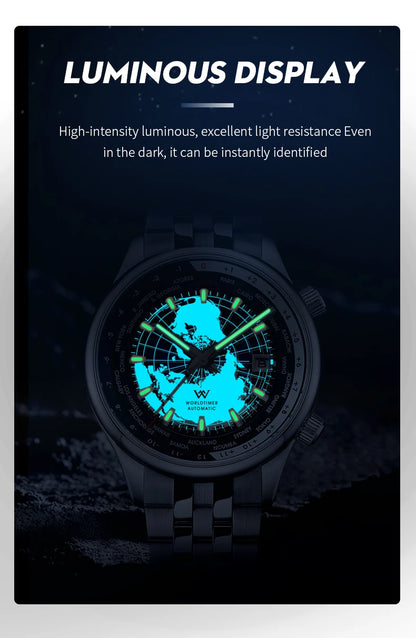WM Watch Automatic Mechanical Men Watches High Quality Sapphire World Time Original Recognized Brand Welly Merck Watch Man WM057