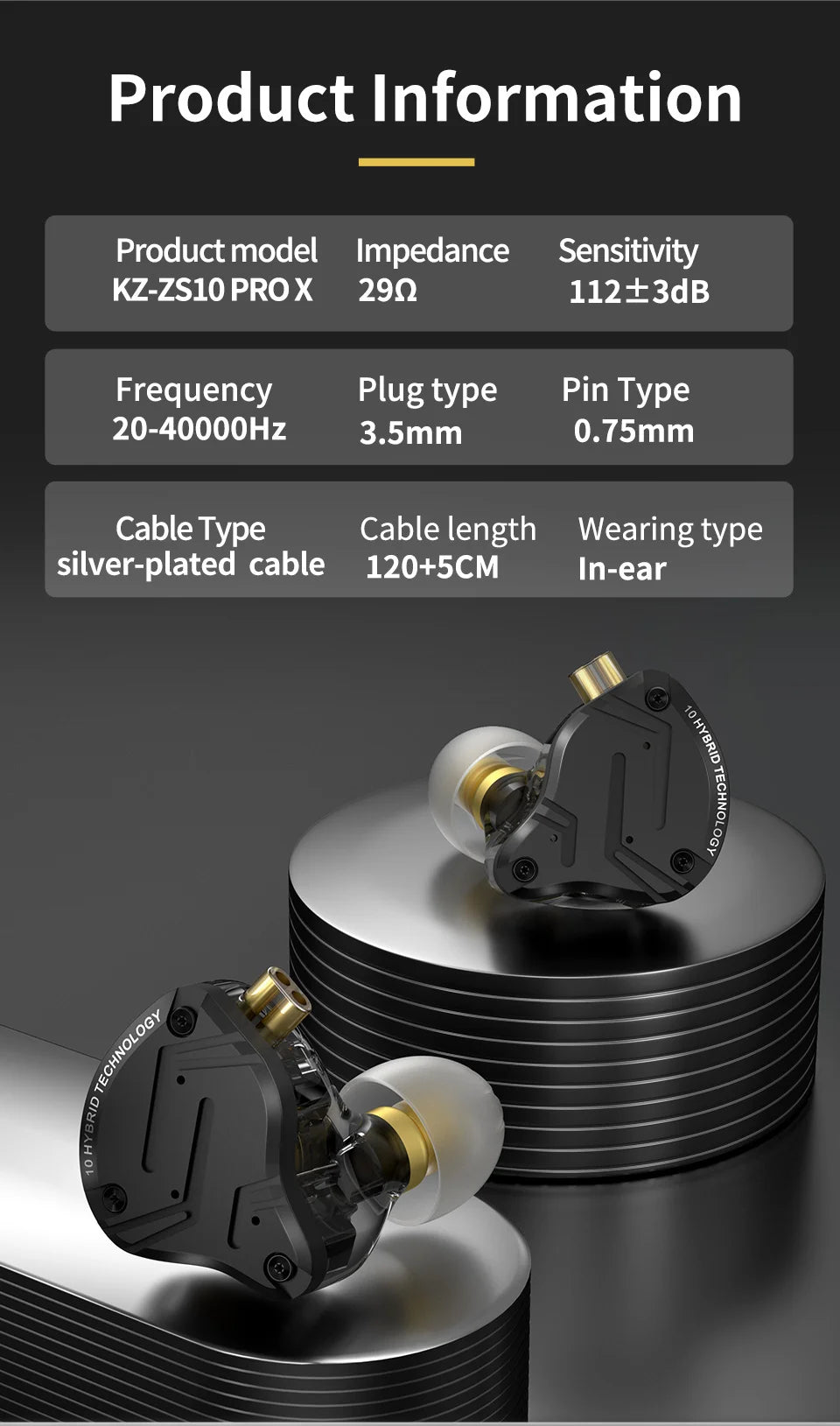 KZ ZS10 Pro X In Ear Wired Earphones Music Headphones HiFi Bass Monitor Earbuds Sport Headset