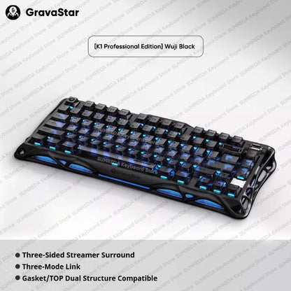 Mercury K1 Grava Star Breaking 75 RGB Mechanical Keyboard Gaming Bluetooth 2.4G Wired RGB Hotswap Gamer Non-contact Keyboard
