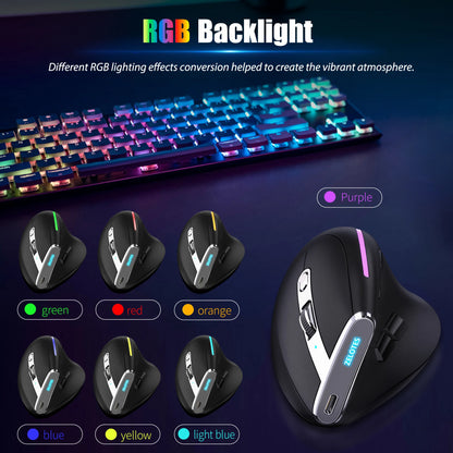 Lefon F26C Vertical Mouse Wireless with OLED Screen Bluetooth Ergonomic Mouse Optical Rechargeable Gaming Mice for PC Laptop