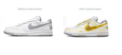 Custom Sneakers Nike Big Sui Xin Gold & Wood Vintage High-Street Low-Top Skate Shoes With Gift Bag For Men