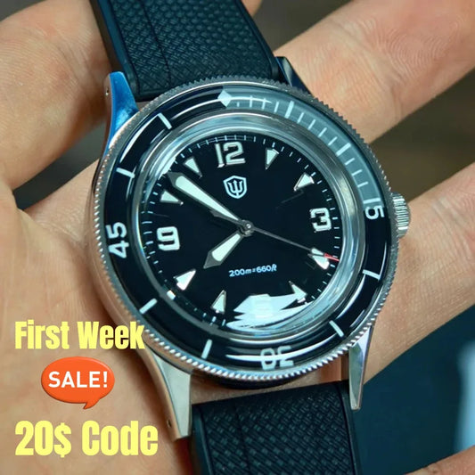 Watchdives WD50Q Vintage Watch VH31 Quartz Movement Bubble Sapphire BGW9 Luminous 30bar Waterproof Stainless Steel 38mm Watches