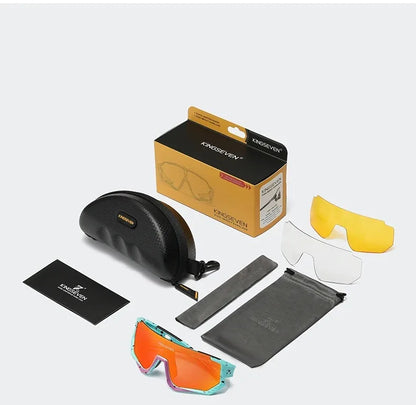 KINGSEVEN Cykelsolglasögon med UV-skydd för män och kvinnor, cykelglasögon, UV400, polariserade, fiske, cykling, klättring, stor ram, sportglasögon