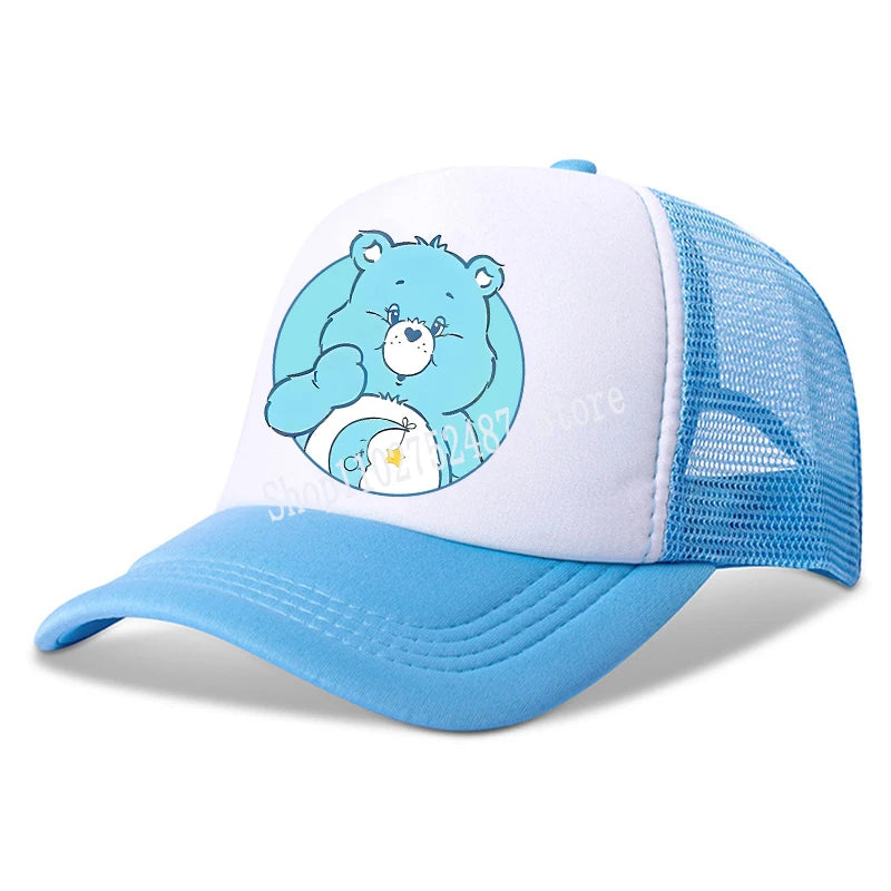 Anime Care Bears baseballová čepice pro dívky a ženy, nová outdoorová sportovní sluneční čepice, letní prodyšná síťovaná sluneční čepice, dětská i dospělá pokrývka hlavy, dárek