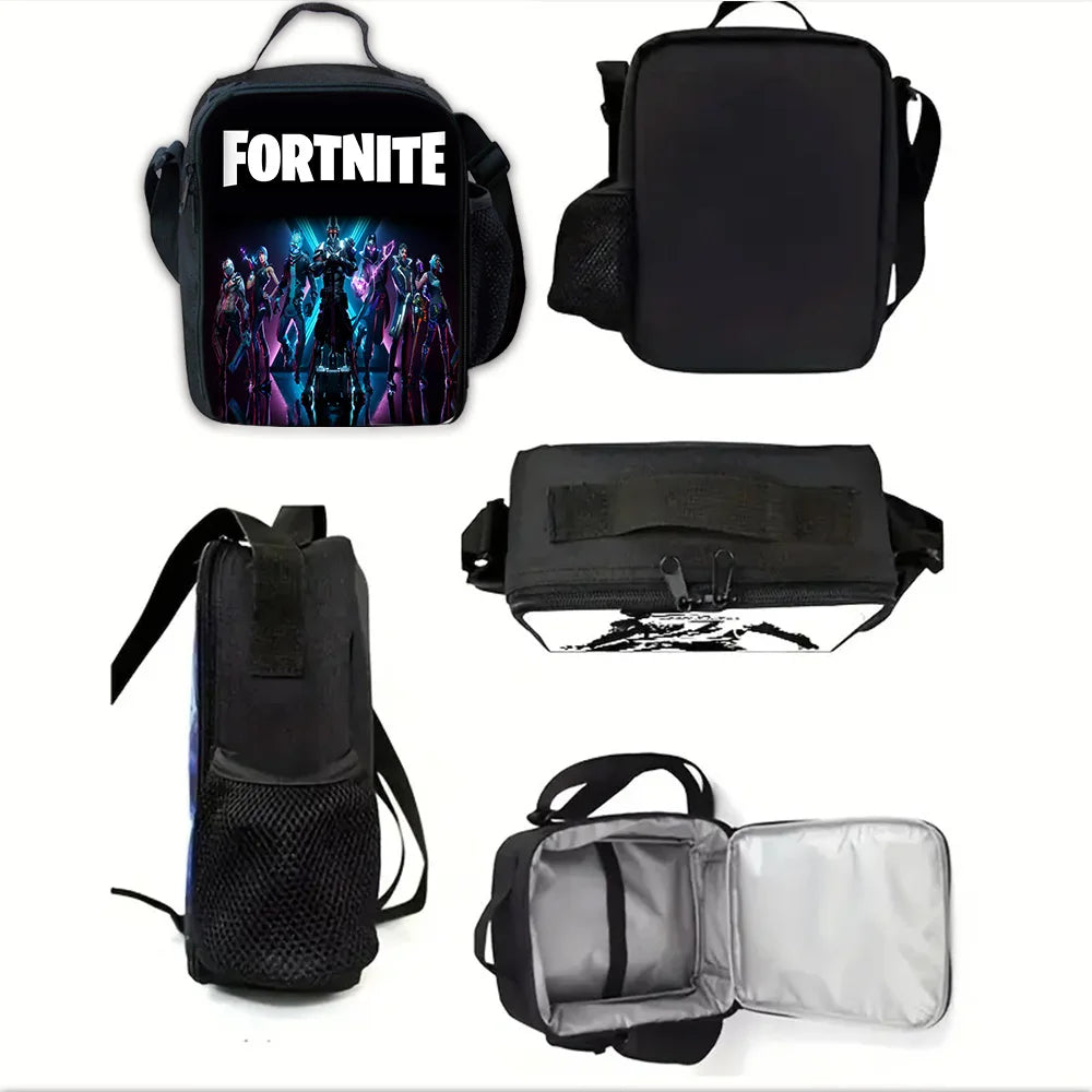 Hot Game Child School Backpack with Lunch Bags ,Design-F-FortniteS Pencil Bags ,School Bags for Boys Girls Best Gift